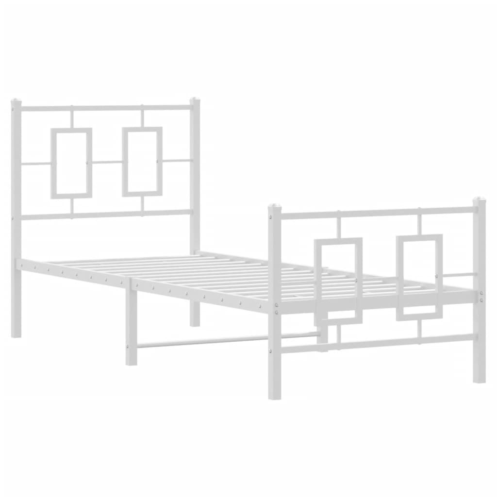 Bed frame with head and footboard metal white 80x200 cm