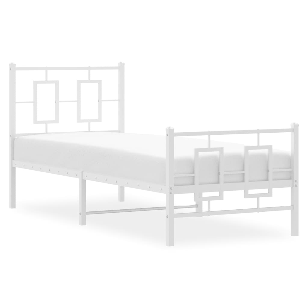 Bed frame with head and footboard metal white 80x200 cm