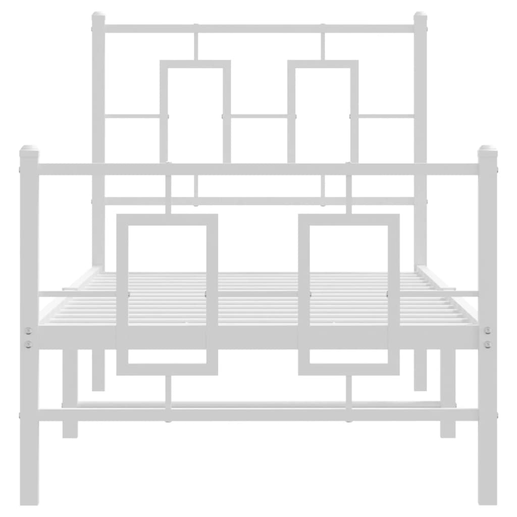 Bed frame with head and footboard metal white 80x200 cm