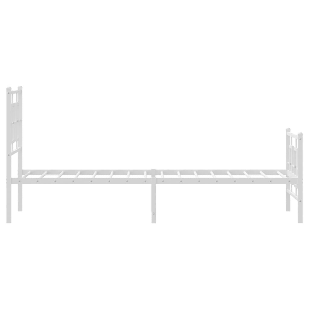 Bed frame with head and footboard metal white 80x200 cm