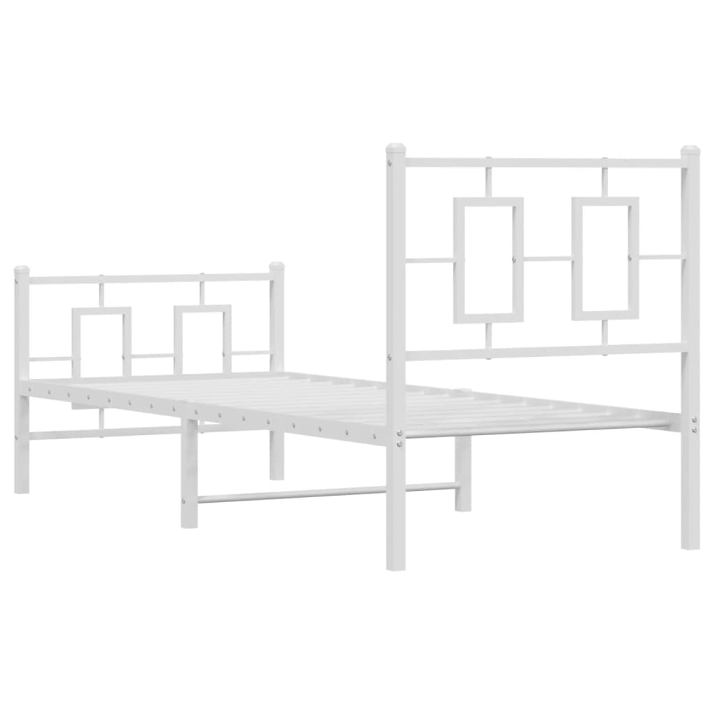 Bed frame with head and footboard metal white 80x200 cm