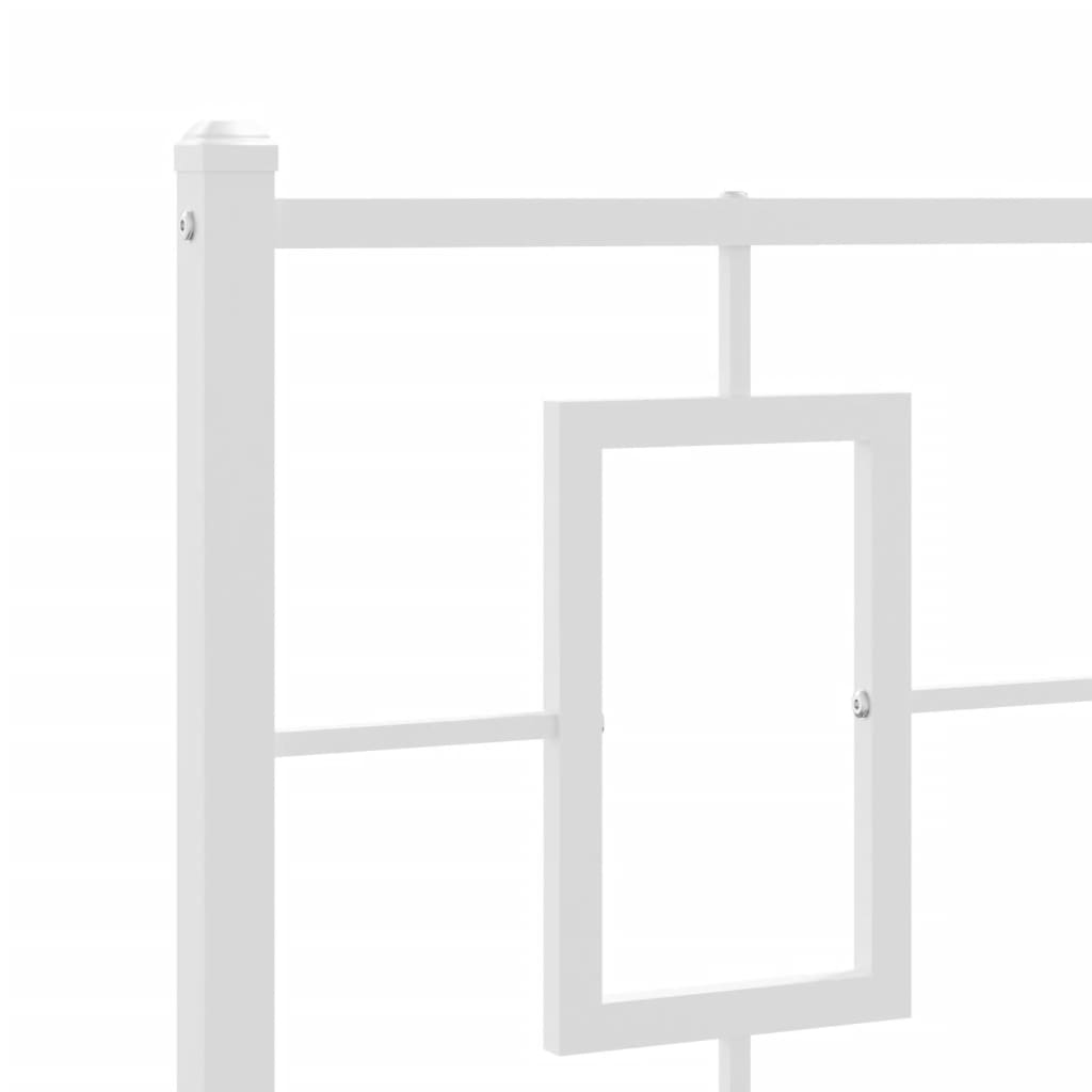 Bed frame with head and footboard metal white 80x200 cm
