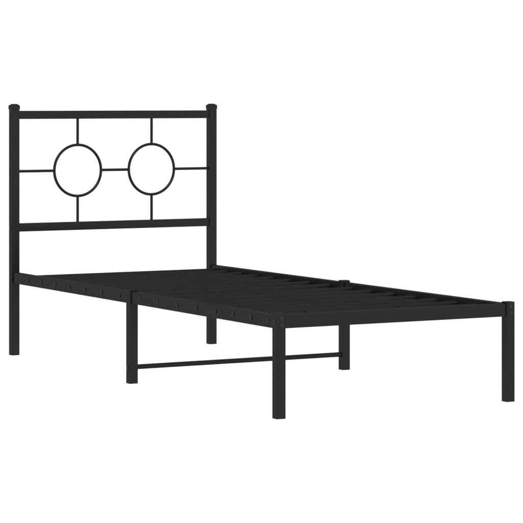 Bed frame with headboard metal black 80x200 cm