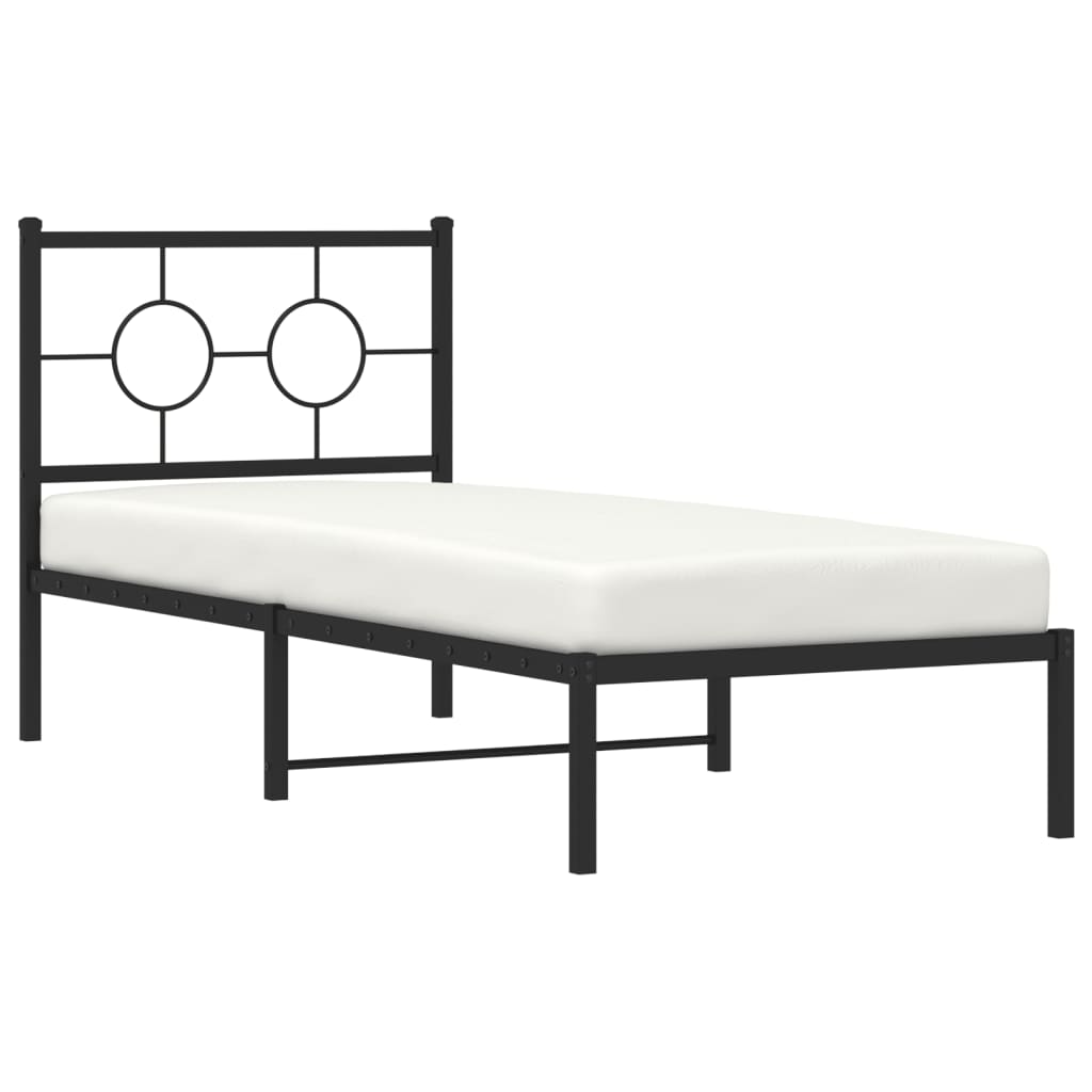 Bed frame with headboard metal black 80x200 cm