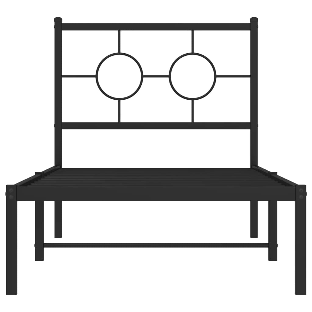 Bed frame with headboard metal black 80x200 cm