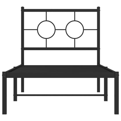 Bettgestell mit Kopfteil Metall Schwarz 80x200 cm
