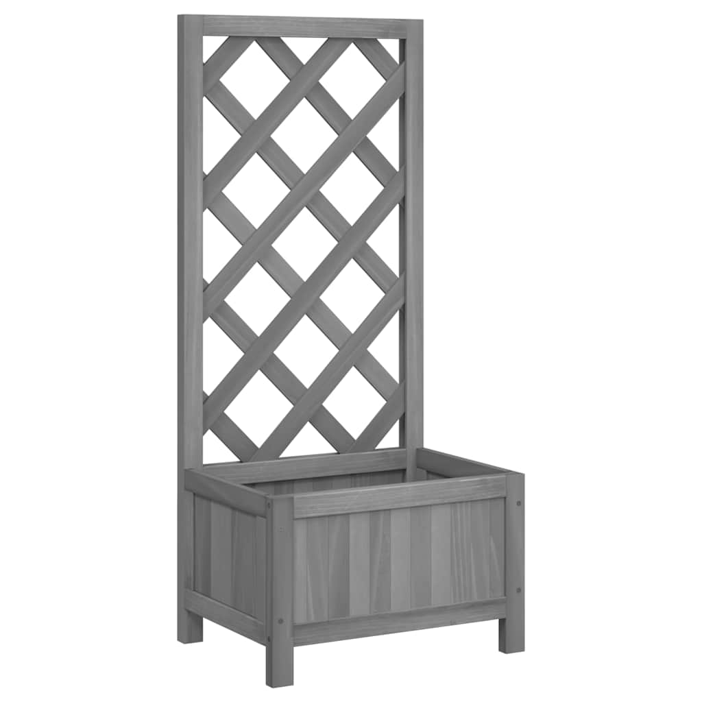 Pflanzkübel mit Spalier Grau 40x30x90 cm Massivholz Tanne