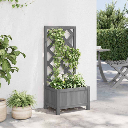 Pflanzkübel mit Spalier Grau 40x30x90 cm Massivholz Tanne