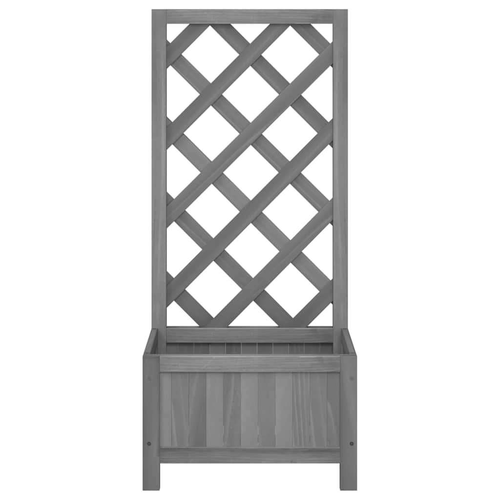 Pflanzkübel mit Spalier Grau 40x30x90 cm Massivholz Tanne
