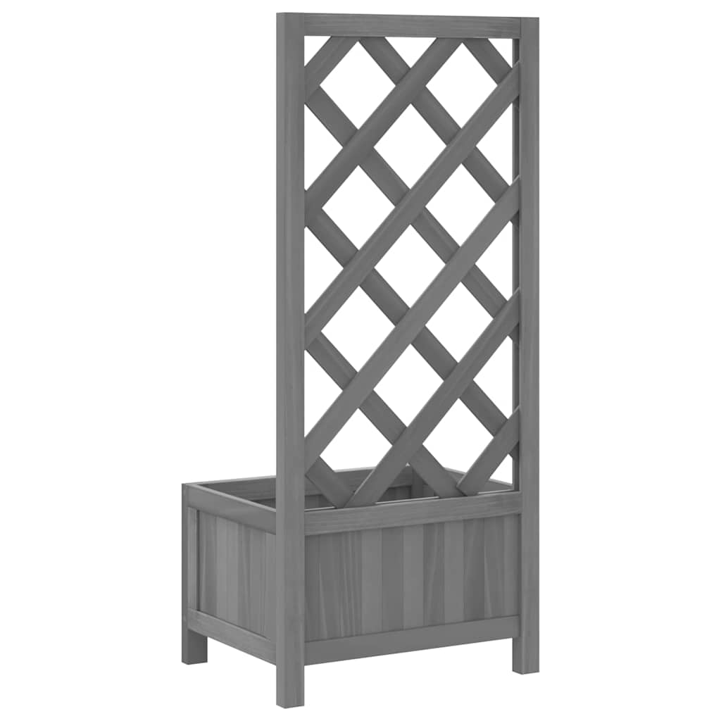 Pflanzkübel mit Spalier Grau 40x30x90 cm Massivholz Tanne
