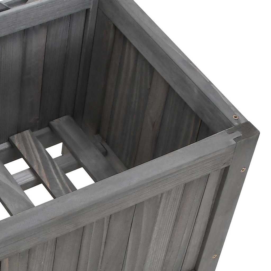 Pflanzkübel mit Spalier Grau 40x30x90 cm Massivholz Tanne