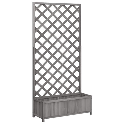 Pflanzkübel mit Spalier Grau 90x35x180 cm Massivholz Tanne