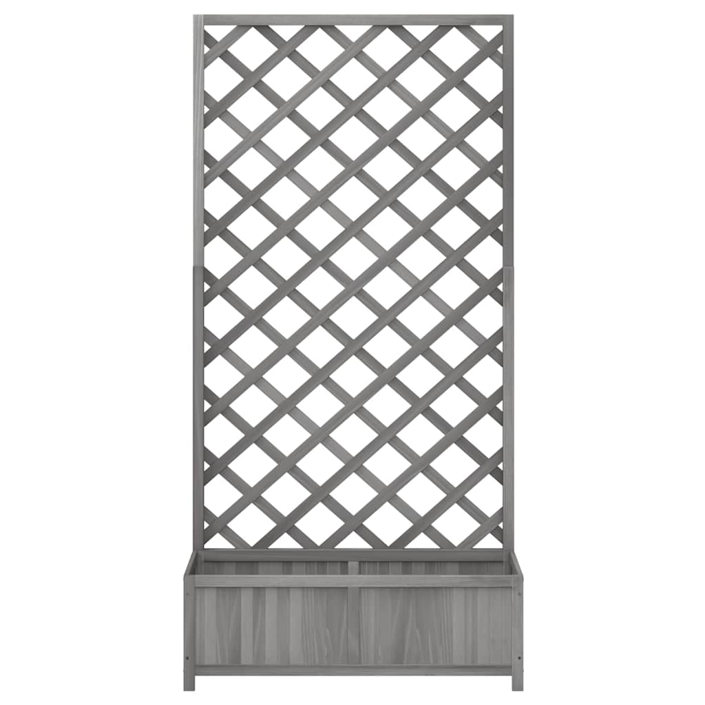 Pflanzkübel mit Spalier Grau 90x35x180 cm Massivholz Tanne