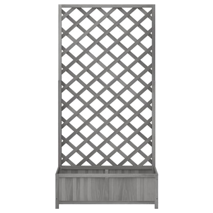 Pflanzkübel mit Spalier Grau 90x35x180 cm Massivholz Tanne