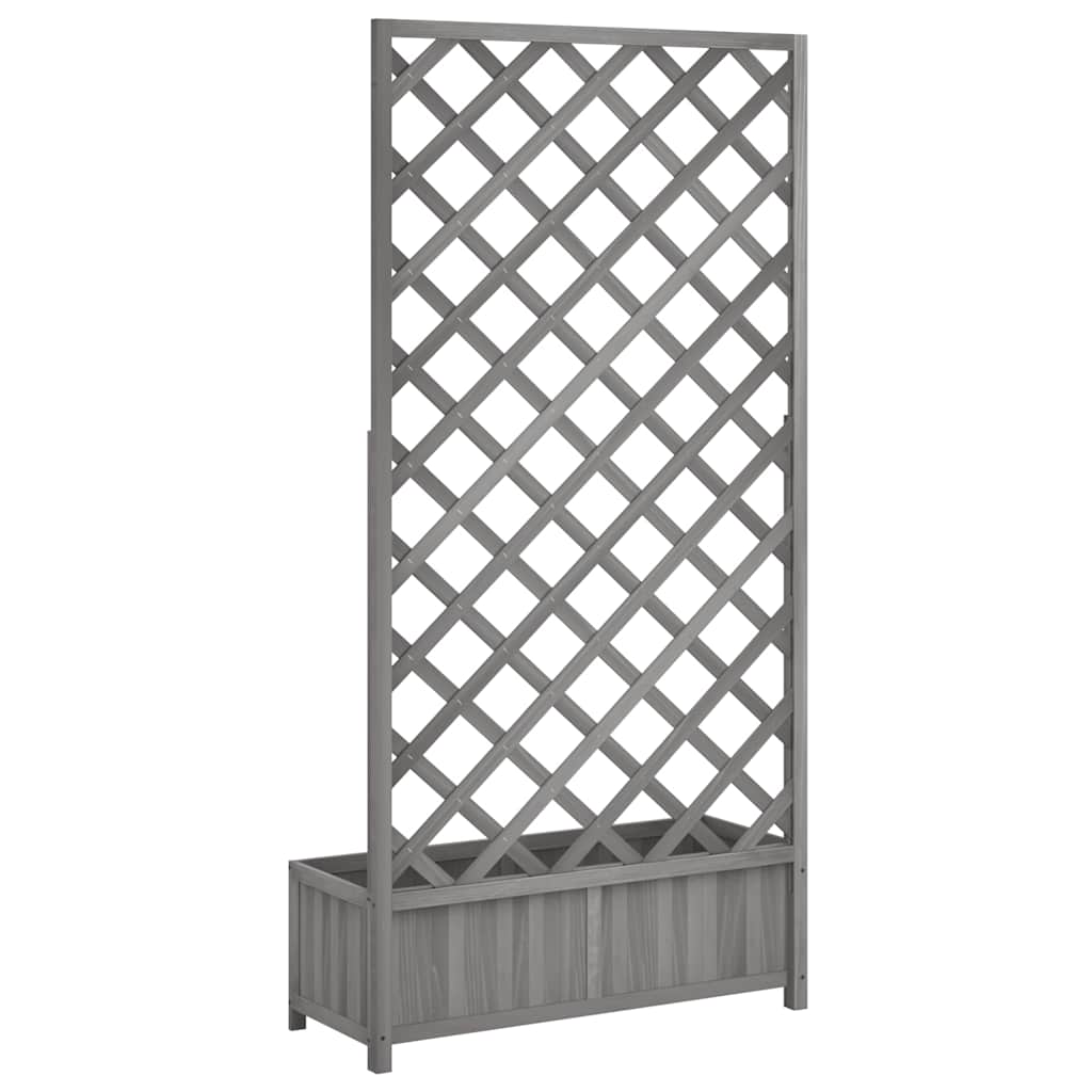 Pflanzkübel mit Spalier Grau 90x35x180 cm Massivholz Tanne