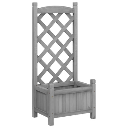 Pflanzkübel mit Spalier Grau 40x30x90 cm Massivholz Tanne