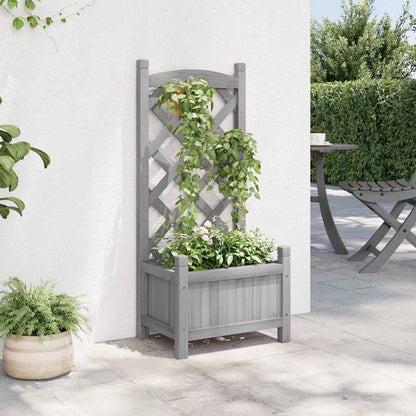 Pflanzkübel mit Spalier Grau 40x30x90 cm Massivholz Tanne