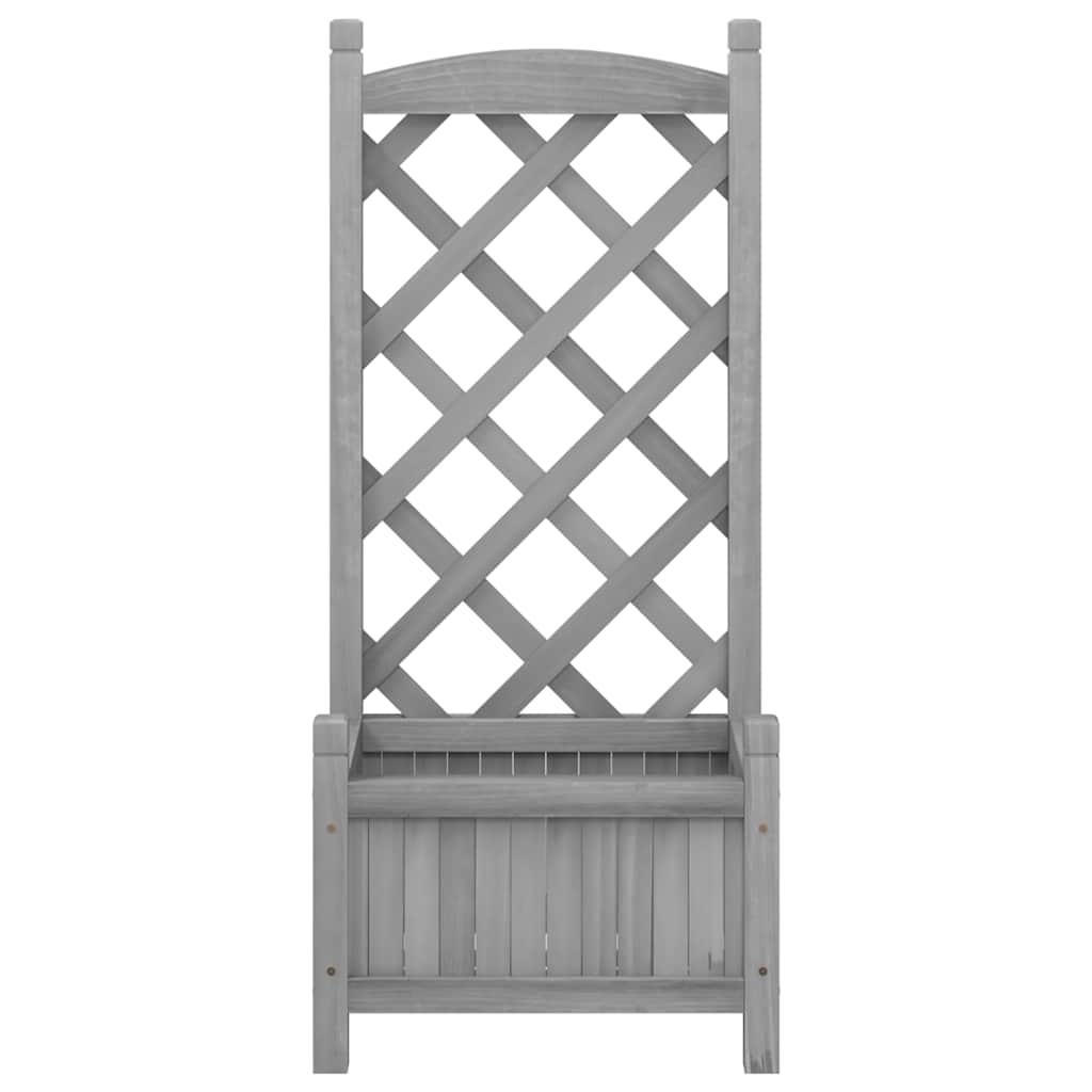 Pflanzkübel mit Spalier Grau 40x30x90 cm Massivholz Tanne