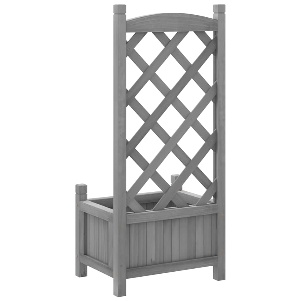 Pflanzkübel mit Spalier Grau 40x30x90 cm Massivholz Tanne