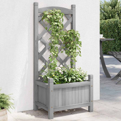 Pflanzkübel mit Spalier Grau 40x30x90 cm Massivholz Tanne