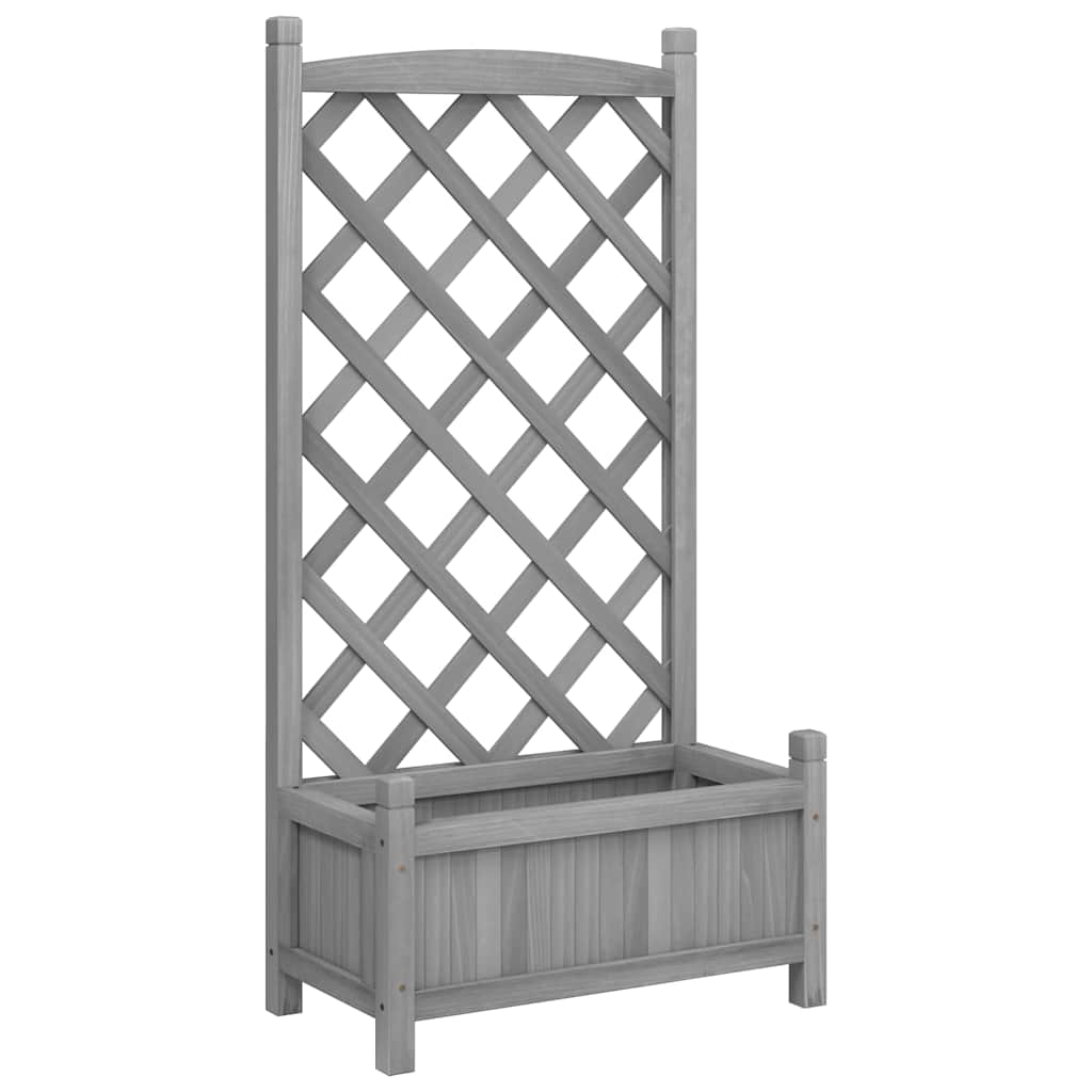 Pflanzkübel mit Spalier Grau 55x29,5x110 cm Massivholz Tanne