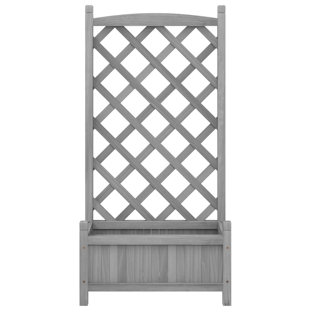 Pflanzkübel mit Spalier Grau 55x29,5x110 cm Massivholz Tanne