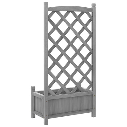 Pflanzkübel mit Spalier Grau 55x29,5x110 cm Massivholz Tanne