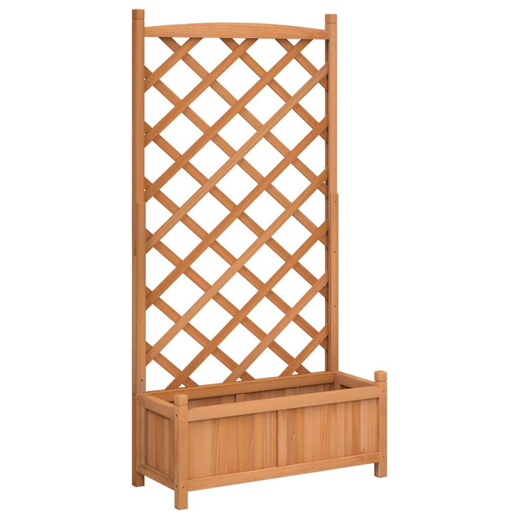 Pflanzkübel mit Spalier Braun 75x35x150 cm Massivholz Tanne