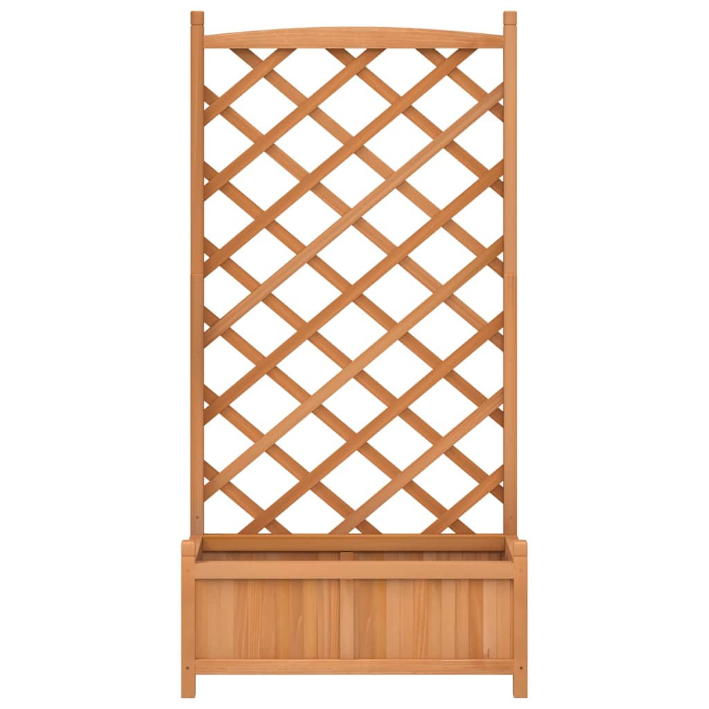 Pflanzkübel mit Spalier Braun 75x35x150 cm Massivholz Tanne