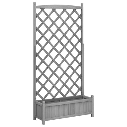 Pflanzkübel mit Spalier Grau 90x35x180 cm Massivholz Tanne