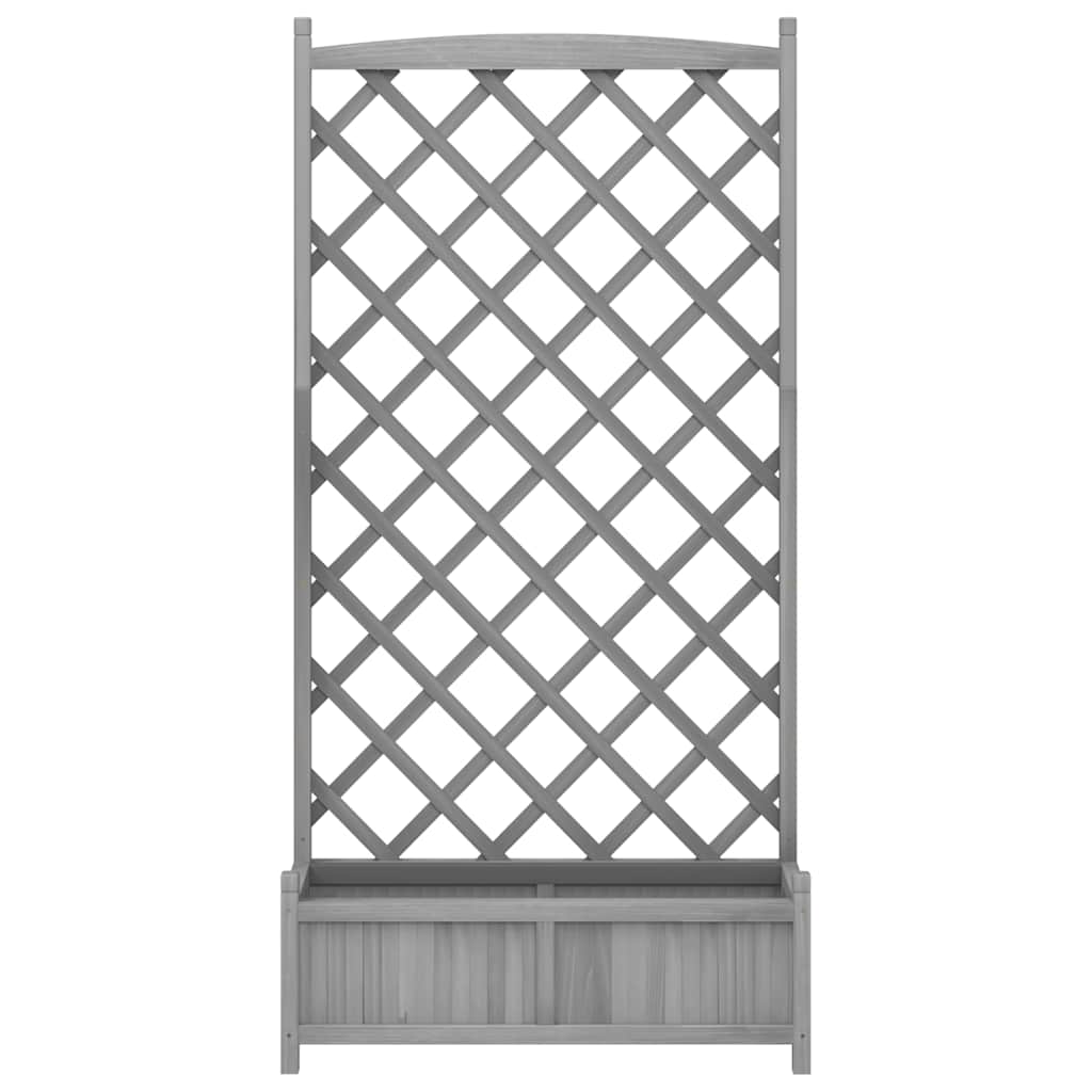 Pflanzkübel mit Spalier Grau 90x35x180 cm Massivholz Tanne