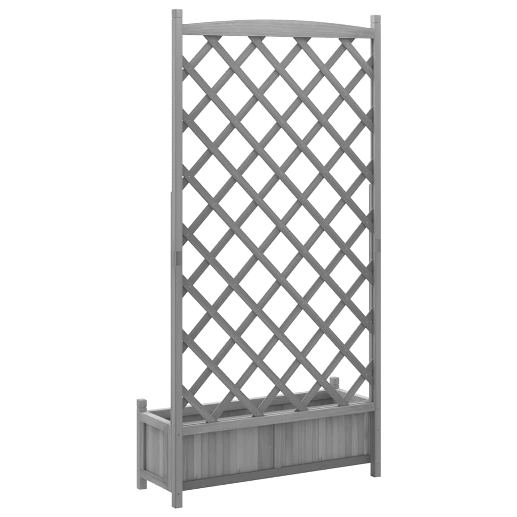 Pflanzkübel mit Spalier Grau 90x35x180 cm Massivholz Tanne