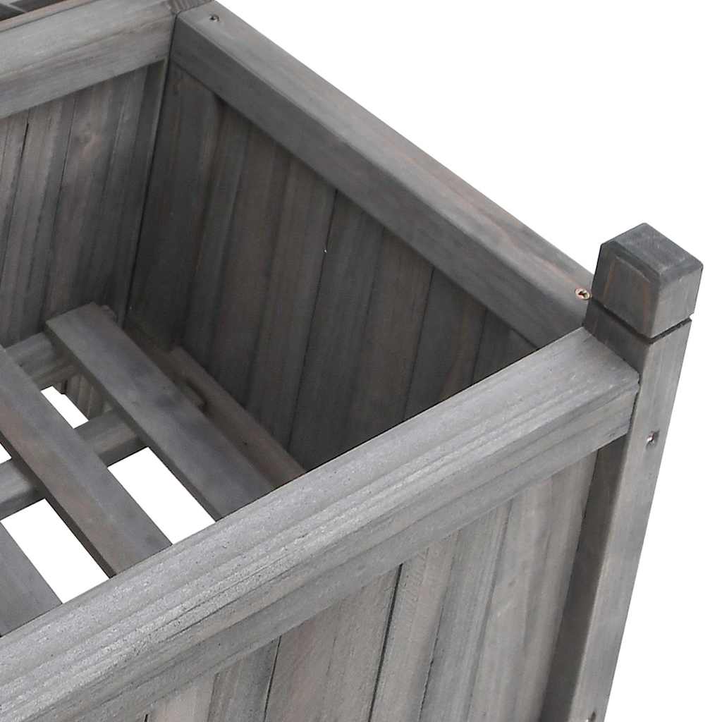Pflanzkübel mit Spalier Grau 90x35x180 cm Massivholz Tanne