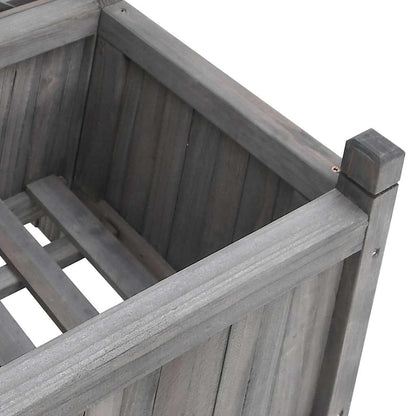 Pflanzkübel mit Spalier Grau 90x35x180 cm Massivholz Tanne