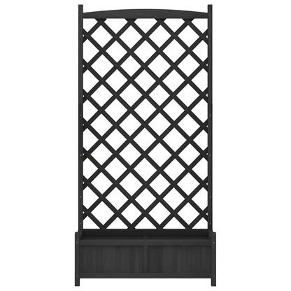 Pflanzkübel mit Spalier Schwarz 90x35x180 cm Massivholz Tanne