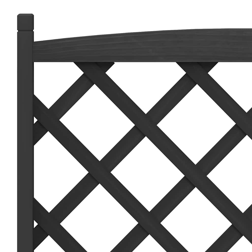 Pflanzkübel mit Spalier Schwarz 90x35x180 cm Massivholz Tanne