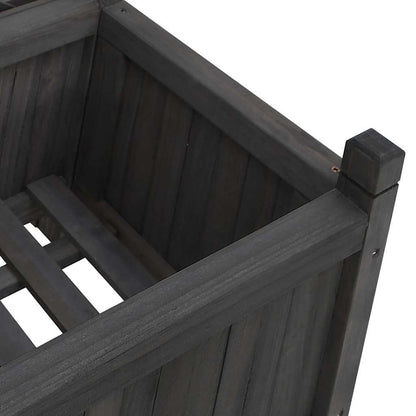 Pflanzkübel mit Spalier Schwarz 90x35x180 cm Massivholz Tanne