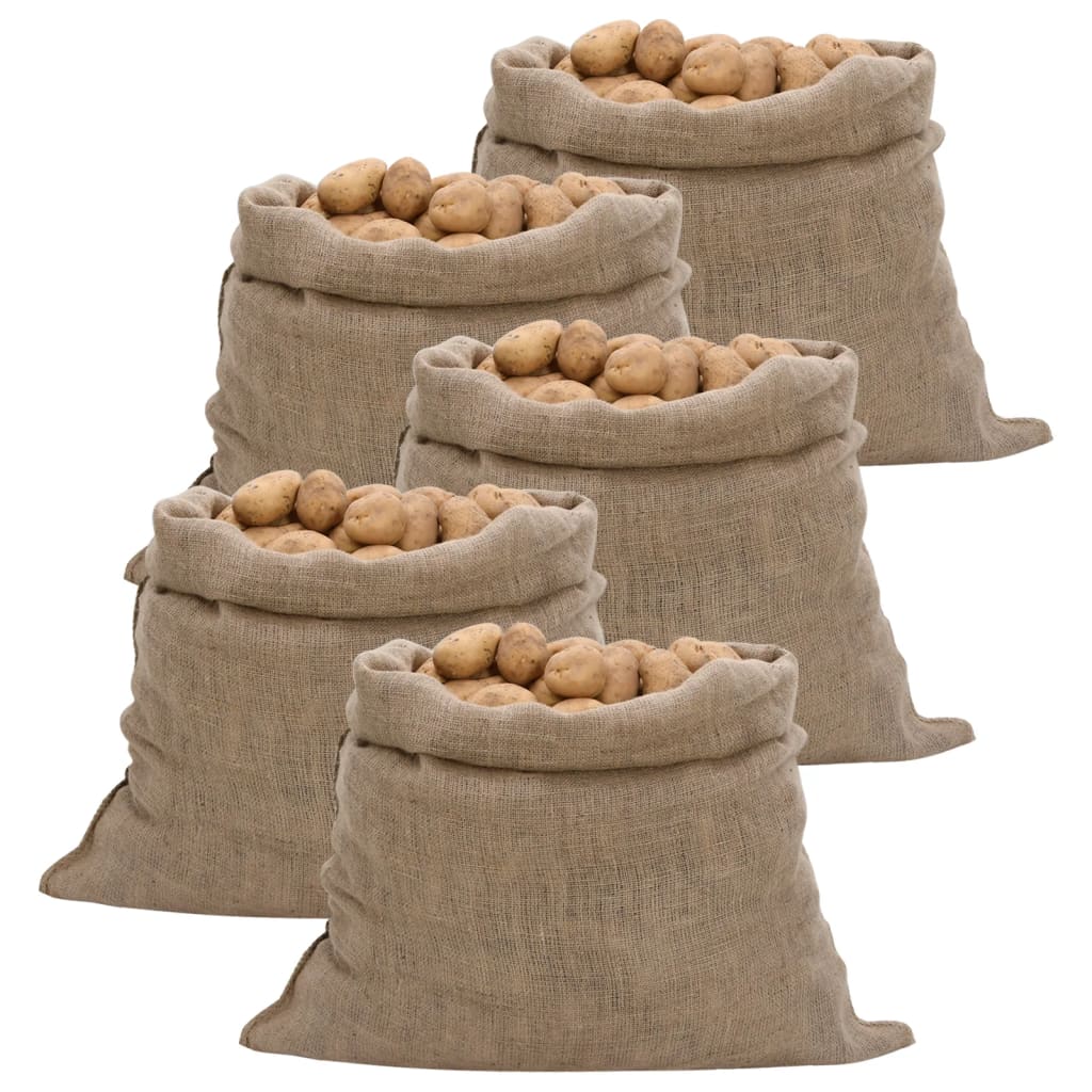Jutesäcke 5 Stk. 100 x 110 cm 100 % Jute 220 g/m²