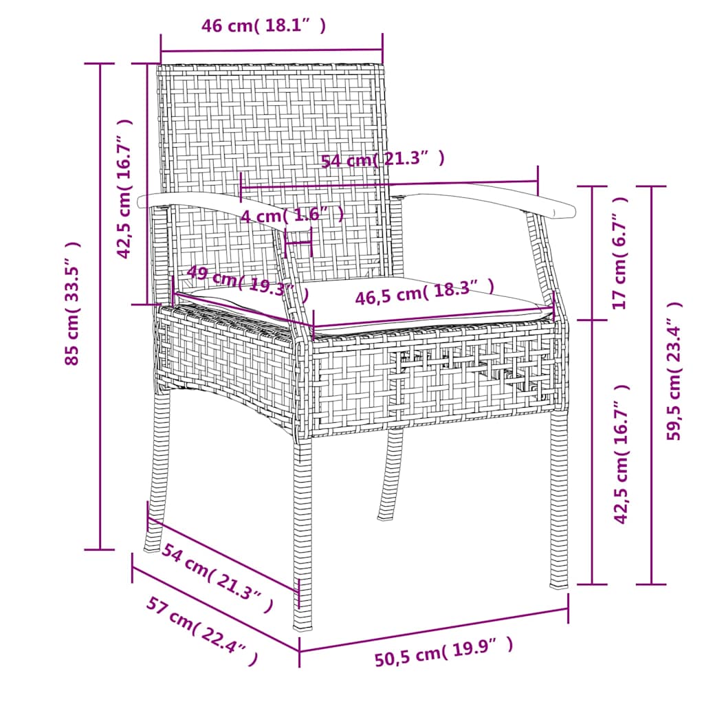 Gartenstühle mit Kissen 4 Stk. Schwarz Poly Rattan Akazienholz