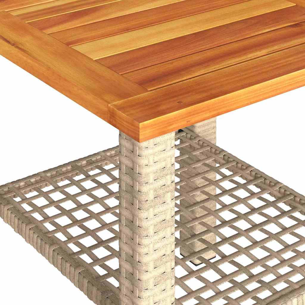 3-tlg. Bistro-Set mit Kissen Beige Poly Rattan Akazienholz