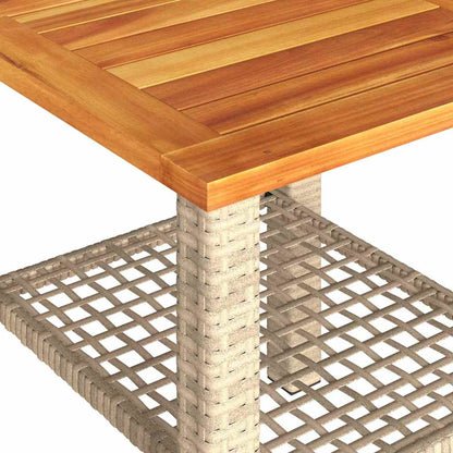 3-tlg. Bistro-Set mit Kissen Beige Poly Rattan Akazienholz