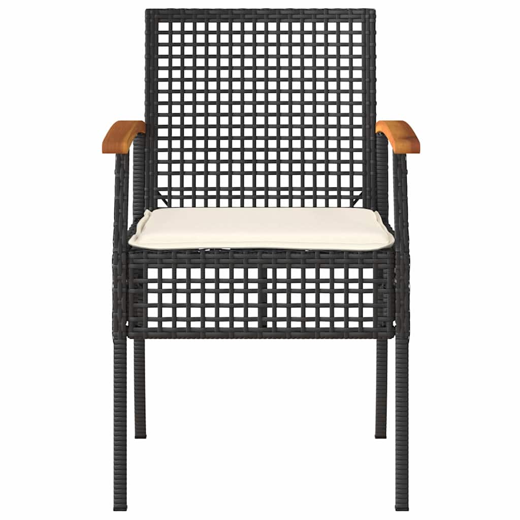 4-tlg. Garten-Lounge-Set mit Kissen Schwarz Poly Rattan