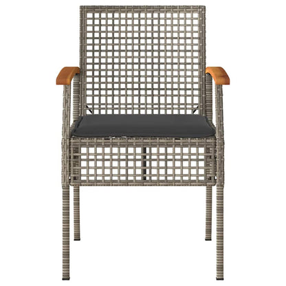 4-tlg. Garten-Lounge-Set mit Kissen Grau Poly Rattan