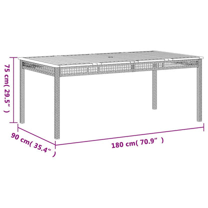 Gartentisch Beige 180x90x75 cm Poly Rattan Akazienholz
