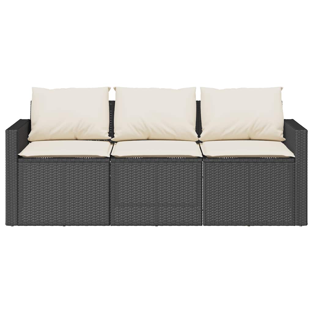 2-tlg. Garten-Essgruppe mit Kissen Schwarz Poly Rattan