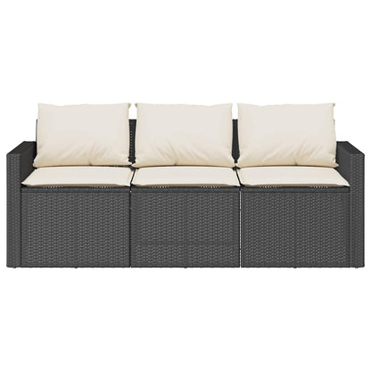2-tlg. Garten-Essgruppe mit Kissen Schwarz Poly Rattan