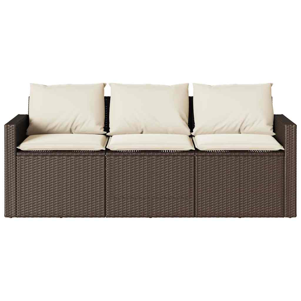 2-tlg. Garten-Essgruppe mit Kissen Braun Poly Rattan