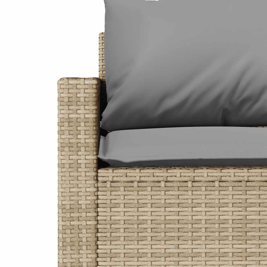 2-tlg. Garten-Essgruppe mit Kissen Beige Poly Rattan