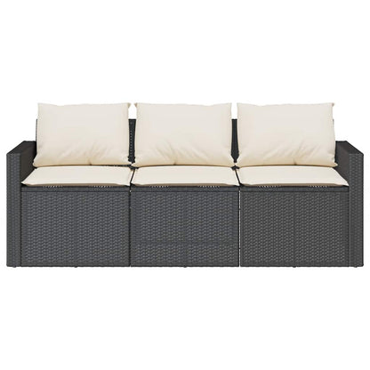 2-tlg. Garten-Essgruppe mit Kissen Schwarz Poly Rattan