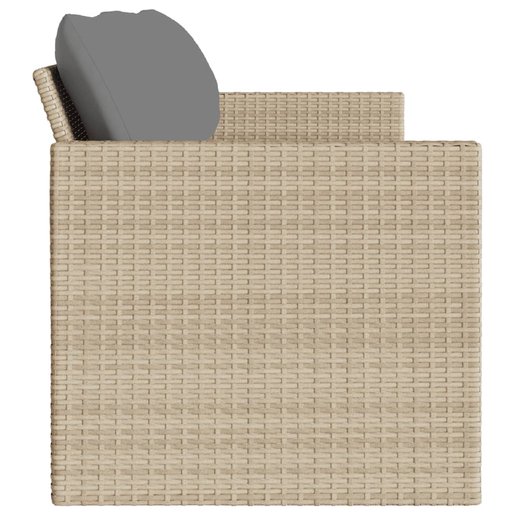 Gartensofa mit Kissen 3-Sitzer Beige Poly Rattan